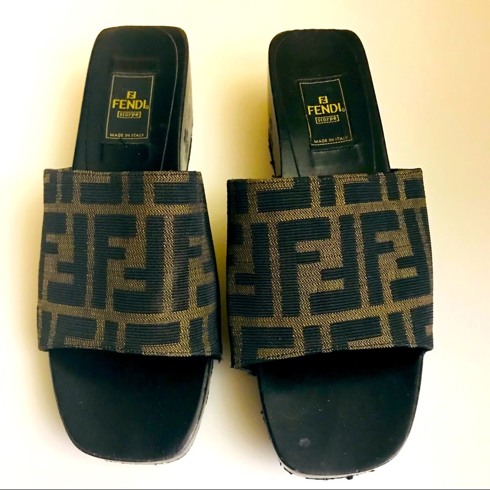 Vintage Shoes | FENDI FF Logo Monogram Zucca
